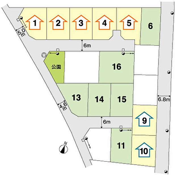 【全体区画図】分譲地内に公園も計画された全17区画