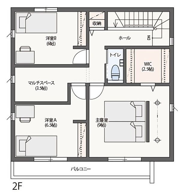 【3LDK+S】2F間取り図