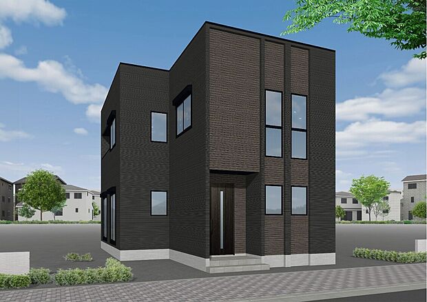 (2号棟)完成予想図
ブラックを基調とした落ち着いたカラーが街に馴染みます。デザイン性のある窓が表情豊かです。