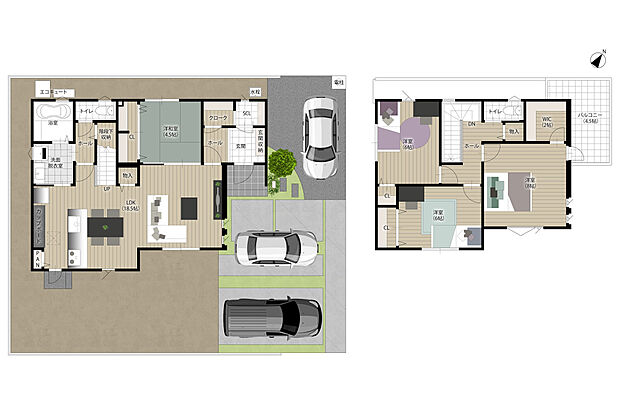 【4LDK】【4号地/収納スペースが豊富な家】パントリー、シューズクローク、階段下などちょっとした収納スペースが魅力の間取です。
