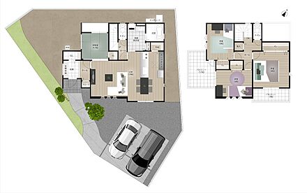 【8号地／2つのバルコニーがある家】それぞれ5.５帖と３帖の広さのあるバルコニーを2つご用意。夏場にはBBQやプールなどでお楽しみいただけます。LDKも19帖の広さがあり、明るい光が差し込む開放的な空間です。 