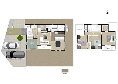 LDKと和室を合わせた広さは23帖と広々開放的な空間。おしゃれなだけでなく、機能的にも優れたペニンシュラキッチンを採用。調理スペースも広く、快適にお料理ができます。 