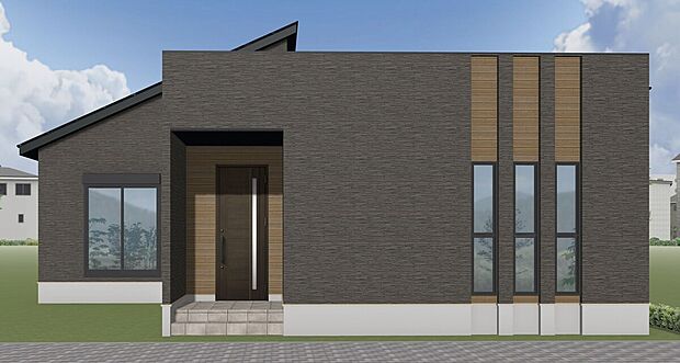 【【4号地完成予想図】】LDKは広々19.7帖♪キッチンを中心とした回遊導線をプランニング。ご家族との「つながり」を大切に考えた平屋住宅ならではのアイディアが詰まった住まいです。