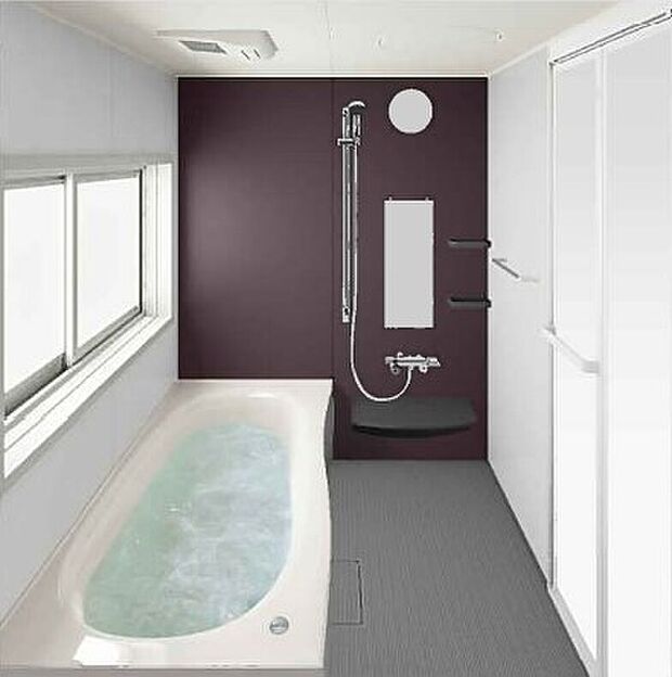 【浴室】広さは１坪タイプ。浴室乾燥機は、衣類の乾燥や、湿気を排しカビ防止に大活躍。冬季のヒートショック防止にも 役立ちます。（画像はイメージ）。