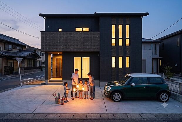 【外観】■広い敷地だからこそ家族との時間も楽しめます。
※車・人はAIによるイメージです。