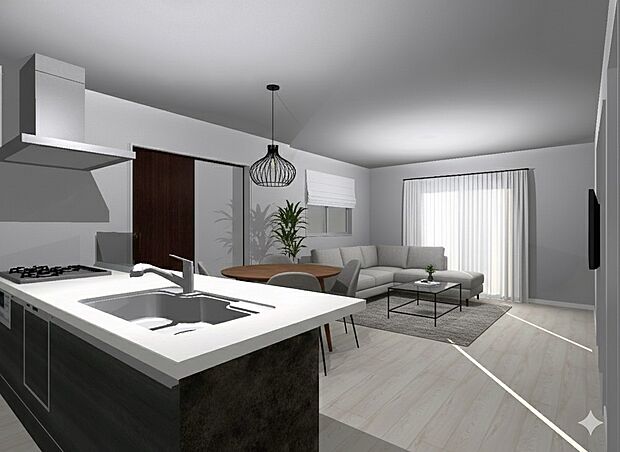 【3号地_LDK(2)※完成予想図】※画像のインテリアはCGの為、実際に設置は御座いません。