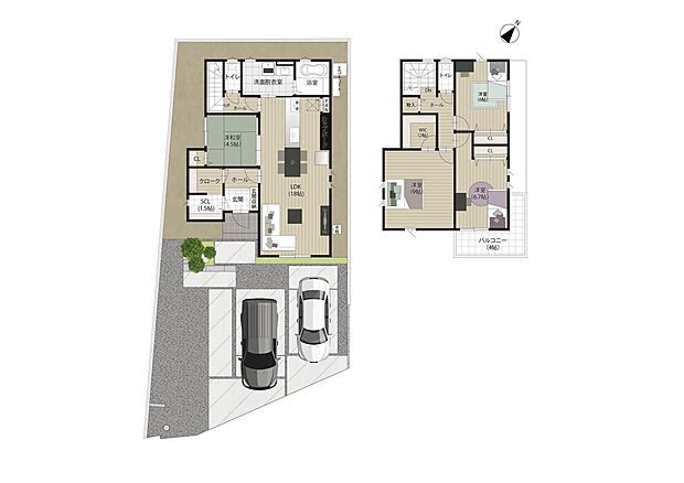 【4LDK】【1号地/2way玄関のある家】
快適さと利便性を叶える2way玄関をプランニング♪玄関周りがいつも綺麗に整い、お客様来訪時にも安心です。SCLとクロークを隣接させることで身支度もスムーズに。