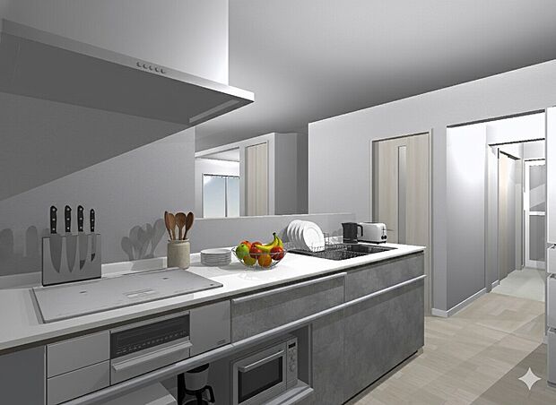 【(2号地)キッチン内観イメージ画像】※画像のインテリアはCGの為、実際に設置は御座いません。