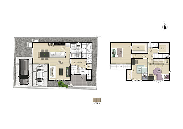 【4LDK】生活動線上に用途に合わせた収納をちりばめ、すっきり整頓された暮らしが叶います。
南面の連続開口から日差しが差し込み、ゆったりとくつろぐことができるLDKです。