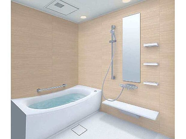 【浴室】【断熱浴槽搭載！浴室乾燥暖房機も標準装備♪】断熱材ですっぽりと覆われた「まほうびん浴槽」は４時間後の温度変化がなんと-2℃！いつも適温で入浴でき、経済的です！

