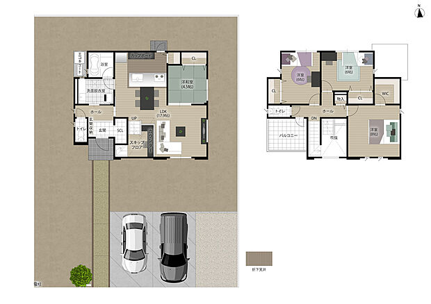 【4LDK】上部が吹き抜けで開放感溢れるスキップフロアは、リモートワークやお子様の勉強スペースとして活用できます。
調理中でも家族の様子を見守ることができるペニンシュラキッチンを採用しました。