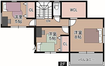 【2号地：2F】
お出かけの際や帰宅時に家族と会話が弾むリビング階段をプランニング♪子どもの小さな変化にも気づきやすくなります。家族とのつながりや触れ合いを大切にできる住まいです。 