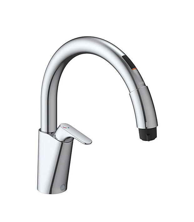 【タッチレスハンドシャワー水栓（キッチン）】触らないからキレイで安心。
手をかざすだけで吐水・止水が出来るタッチレス水栓です。