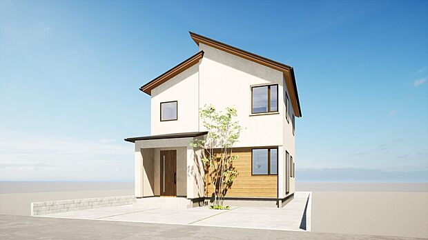 【参考プラン(1)外観パース】この外観パースは参考で、お客様が自由に決定する事ができます。