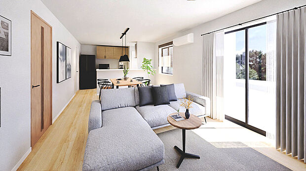 【１０号地 参考プランの内観パース】あくまでもイメージとなります。
家具や照明は、価格に含まれません。