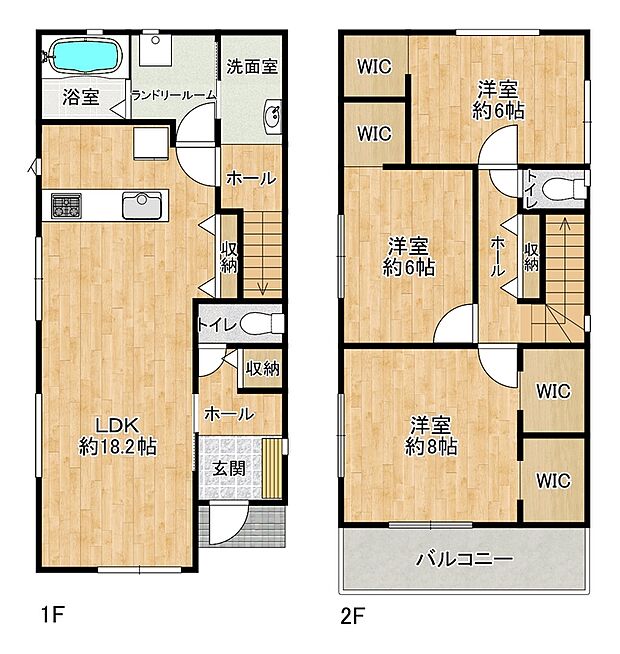 【間取り】3LDK
全居室にウォークインクローゼットを完備。衣類や季節物もすっきり収納でき、お部屋を広く使えます。