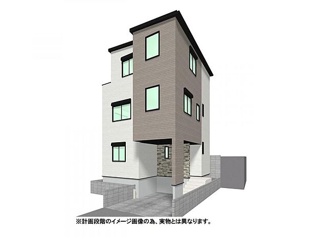 【外観イメージパース】白とグレー×木目調のコントラストが美しいスタイリッシュな外観。JR大宮駅へは徒歩19分、自転車ならわずか7分の近さで、ビッグターミナルの大宮駅を日常使いできる便利な立地です。