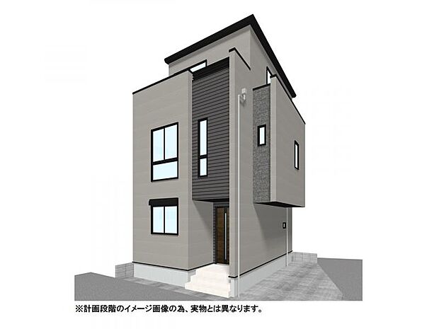 【外観イメージパース】2000万円台で叶える、駅徒歩10分×角地のゆとり。開放感あふれる3LDK、陽当たり良好な2階リビングと充実の周辺環境が、毎日の暮らしを彩ります。