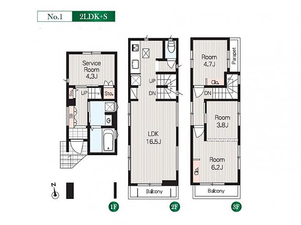 (1号棟)、価格4780万円、2LDK+S、土地面積54.4m2、建物面積94.16m2