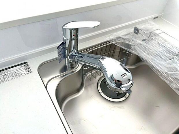 【【キッチン】】水はね音が静かなステンレス静音シンク！浄水器一体型シャワー水栓完備！