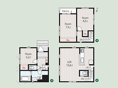2階に15.6帖の広々LDKを配置した、プライバシー重視の3階建。全居室収納付きで、主寝室はゆとりの7.5帖を確保しました。1階個室は独立性が高く、ワークスペースにもオススメ。 
