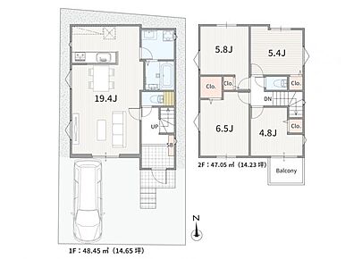 建物面積：95.5平米（4LDK） ※上記価格は参考プランの建物価格です。上記価格に土地の価格を加算した金額が総額となります。 ※掲載の参考プランは一例です。 