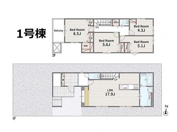 【4LDK】17.9帖LDKに会話弾む対面キッチンを採用!全居室収納&WICを備えた使い勝手の良い4LDKです。