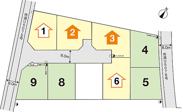 【全体区画図】さくら市きぬの里5丁目に全9区画の分譲地！