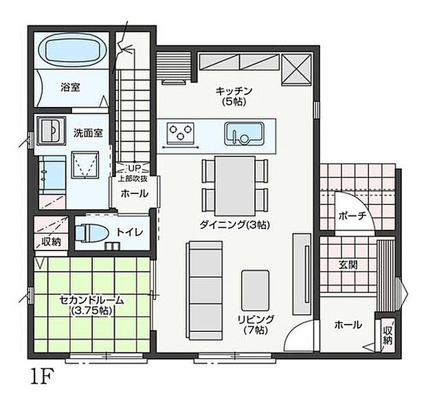 【４LDK+S】1F　間取り図