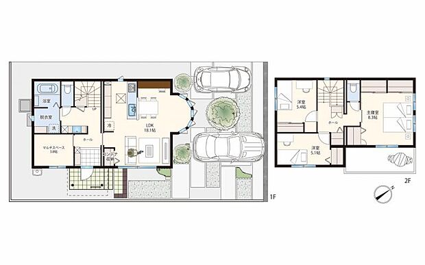 「ボウウィンドウ」を採用した家事動線の良い間取りです。