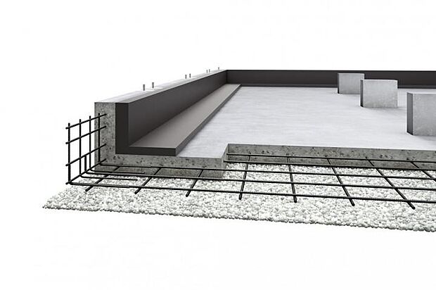 【【ベタ基礎】】【ベタ基礎】液状化に強い、建物を面で支えるベタ基礎。