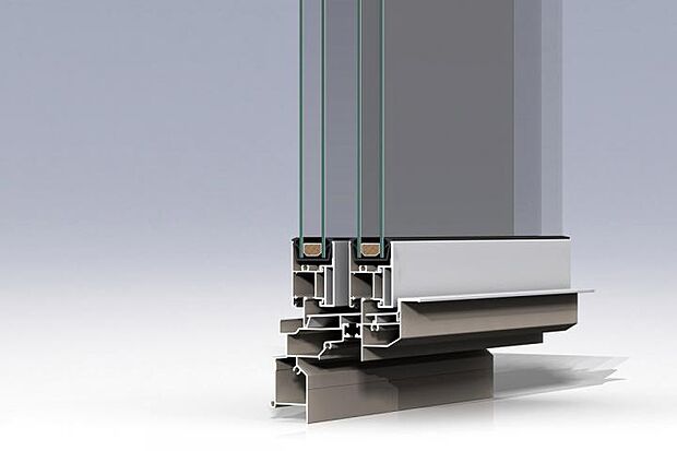 【【アルミ樹脂複合サッシ】】断熱性と耐久性を兼ね備えたアルミ樹脂複合サッシを標準採用（樹脂サッシも選択可）。強靭なユニット工法により、耐震性を確保しながら大開口のプランも可能です。