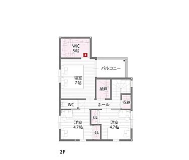 【2階間取図/C号地モデルハウス】