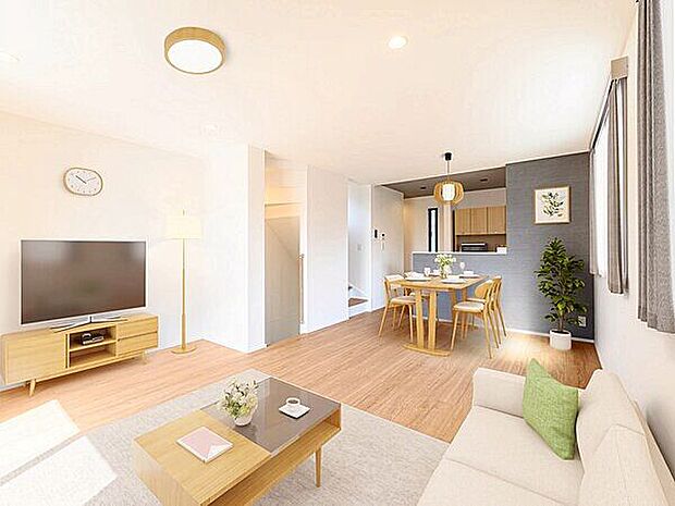 【リビング】※実際の写真にCGによる家具のイメージを追加しております。家具等の調度品は価格に含まれておりません。