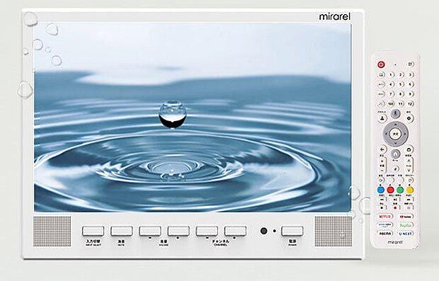 【浴室テレビ】浴室にはGoogle TVを搭載した浴室TV”mirarel”を標準装備。地デジはもちろん、Wi-FiやLANケーブル接続でネット動画等の様々なストリーミングサービスの視聴も可能。毎日のお風呂タイムがもっとたのしくリラックスできる空間に。