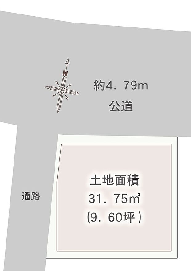 【区画図】隣地通路につき角地のような立地です。
