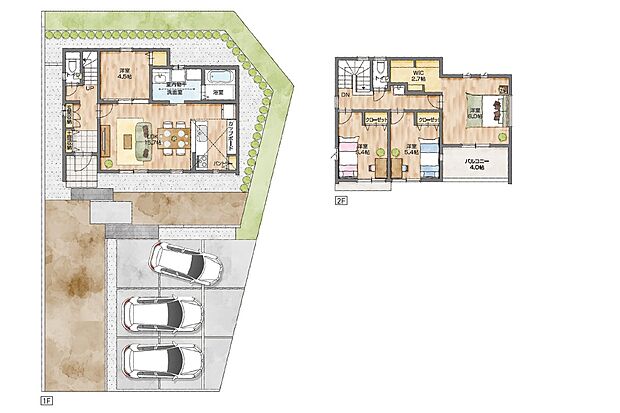 洗面室に室内物干しを取り付け可能♪水回りを近くに配置した便利な家事動線。