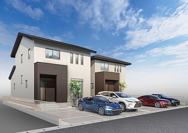 2棟横並びの完成イメージです！(※画像はイメージです。実際のものとは多少異なる場合がございます。)