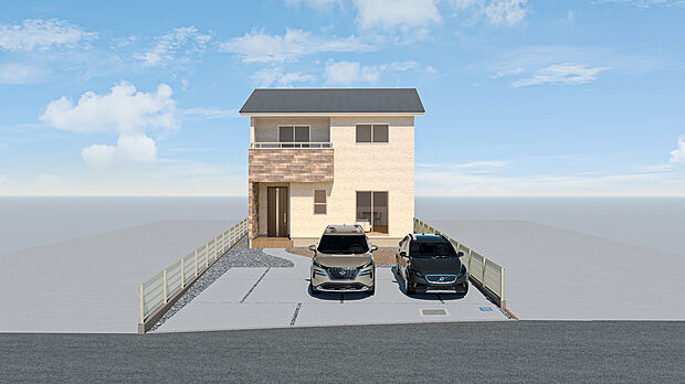 【【No.5】完成予想外観】【電気代お得♪スマイルーフ】2階に3.0帖の納戸を設けた収納豊富な住まい