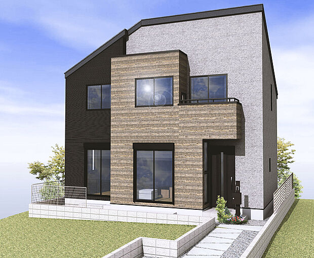 【完成予想図/2号棟】
全居室収納付きで、住空間をスッキリと保つことができます。全居室2面採光を確保。南西に面しているため夕方まで明るい住まいです。