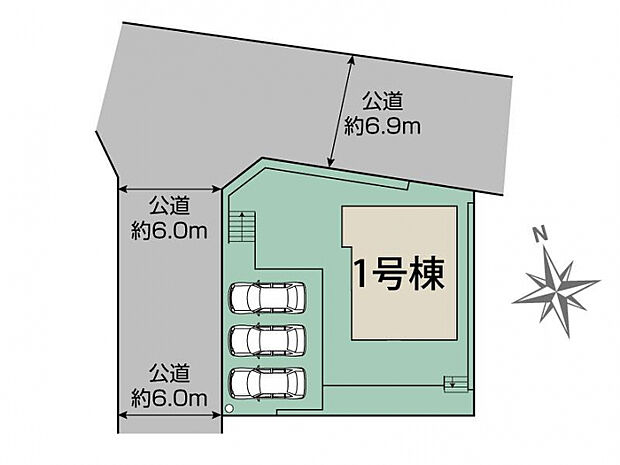 知多市南粕谷3丁目1棟 区画図