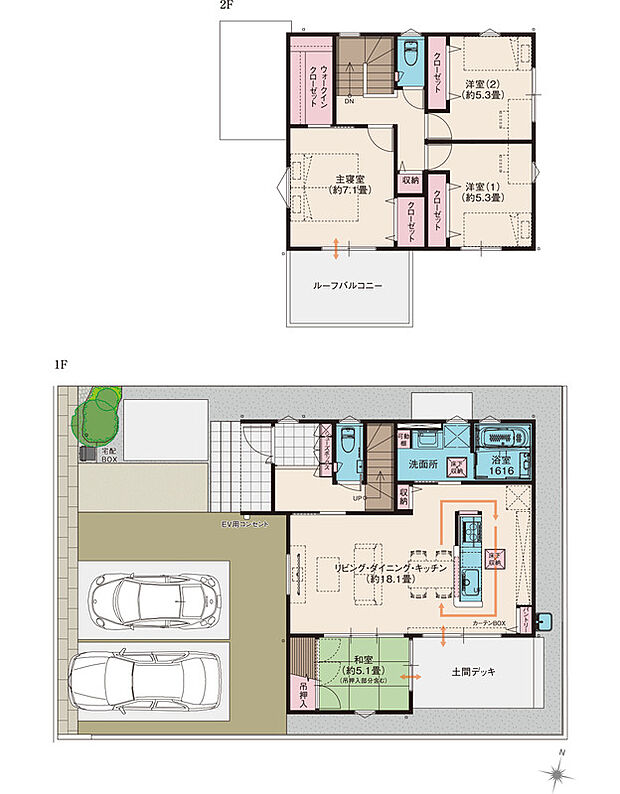 【4LDK+WIC】●掲載の間取り図は計画段階の図面を基に描き起こしたもので実際とは多少異なります。
●施工等の関係で変更になる場合があります。詳しくは施工図などでご確認ください。
●外構の石やタイルなどは、おおよその施工範囲を示したものです。
WIC:ウォークインクローゼット