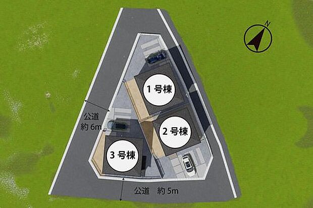 全棟角地のため、明るく開放感のある住環境です。ゆとりある前面道路で、お車の出し入れも快適に行えます♪