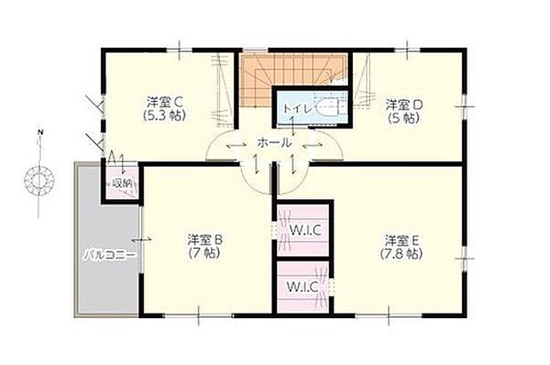 3498万円、4LDK、土地面積162m2、建物面積105.76m2 【2階間取り図】

