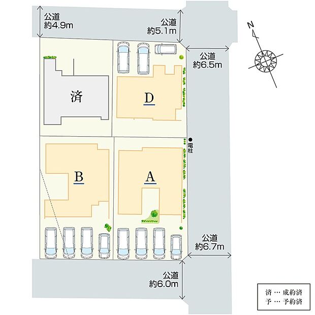 中庭を備えた「エサキホームの準平屋」A・B棟、南向きバルコニーを含む2面バルコニー付きのD棟。異なる魅力を持つ住まいから、ライフスタイルに合わせてお選びいただけます。