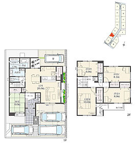 5LDK+ウォークインクローゼット+玄関収納+パントリー+ランドリースペース
駐車4台分

和室は玄関からすぐにアクセス可能。客間や、将来の寝室として幅広く使えます。洗面室が独立しているので、ご家族が入浴中も気兼ねなく身支度を整えられます。 