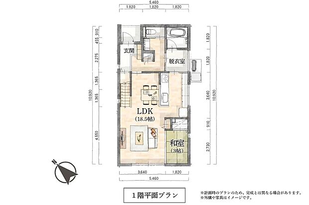 【1号地】1階間取り