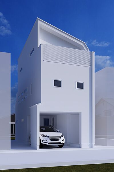 【完成イメージ】住まう家族の快適性とデザイン性を追求した外観。統一感のある美しい街並みを形成しながら、落ち着きと品格を感じさせる佇まいを実現。家族の未来を見据えた、永く愛される住まいです。