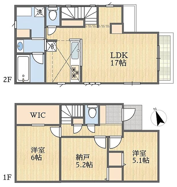 家族が集うLDKは、陽当たりの良い2階に配置。明るく開放的な空間が広がり、リビング階段を採用することで自然と家族が顔を合わせる機会が増え、コミュニケーションが育まれる住まいです。