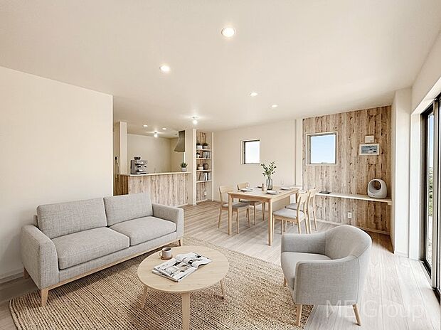 ご家族の賑やかな話し声で包まれる明るいリビング  ※家具はCGです　